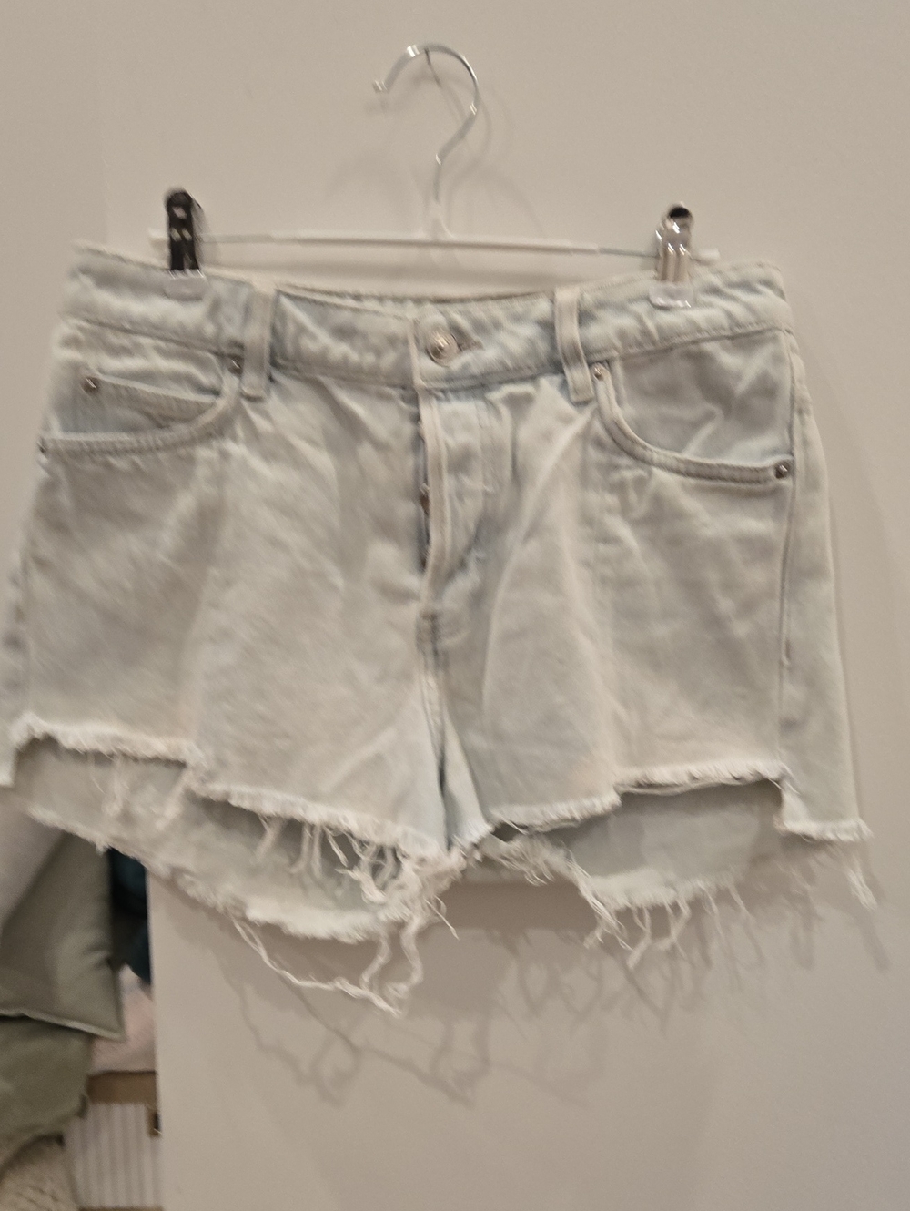 Divided Pale Blue Distressed Denim Shorts